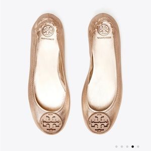 Tory Burch Gold Minnie Flats